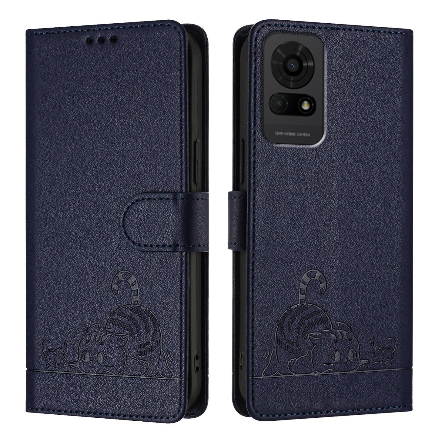 TCL 50 LE 5G Cat & Rat Embossed RFID Leather Case, Lanyard, Wallet, Card Slots, Kickstand, Anti-Fall, Scratch-Resistant
