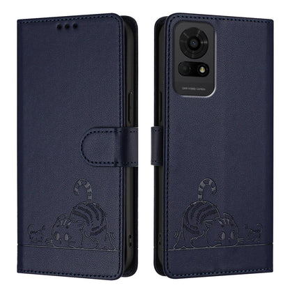 TCL 50 LE 5G Cat & Rat Embossed RFID Leather Case, Lanyard, Wallet, Card Slots, Kickstand, Anti-Fall, Scratch-Resistant