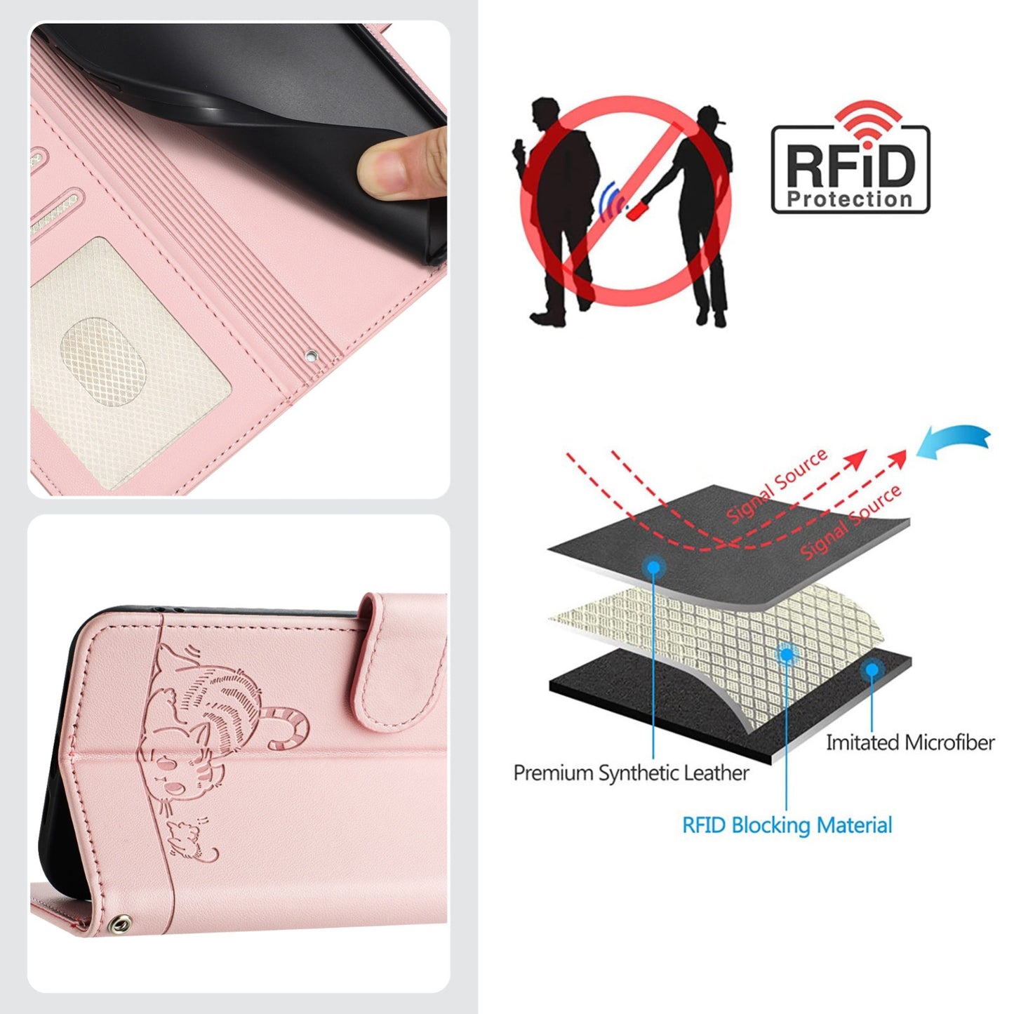 vivo Y36 4G Global Cat & Rat Embossed RFID Leather Case, Lanyard, Wallet, Card Slots, Kickstand, Anti-Fall, Scratch-Resistant