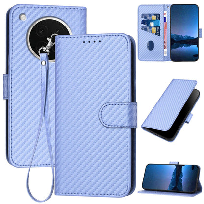 OPPO Find X8s Carbon Fiber Buckle Leather Phone Case with Lanyard, PU Leather TPU Wallet Cover with Card Slot, Cash Compartment, Stand Function & Scratch Protection
