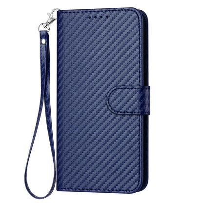 OPPO Find X8 Ultra Carbon Fiber Buckle Leather Phone Case with Lanyard, PU Leather TPU Wallet Cover with Card Slot, Cash Compartment, Stand Function & Scratch Protection