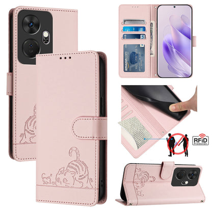 itel P55+ Cat & Rat Embossed RFID Leather Case, Lanyard, Wallet, Card Slots, Kickstand, Anti-Fall, Scratch-Resistant