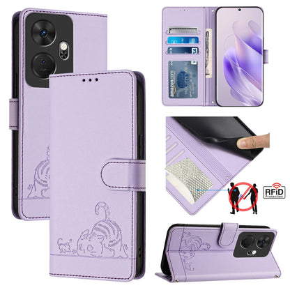 itel P55+ Cat & Rat Embossed RFID Leather Case, Lanyard, Wallet, Card Slots, Kickstand, Anti-Fall, Scratch-Resistant