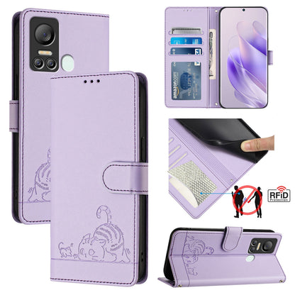 itel S18 Cat & Rat Embossed RFID Leather Case, Lanyard, Wallet, Card Slots, Kickstand, Anti-Fall, Scratch-Resistant