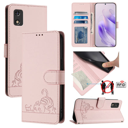 itel A23 Pro Cat & Rat Embossed RFID Leather Case, Lanyard, Wallet, Card Slots, Kickstand, Anti-Fall, Scratch-Resistant