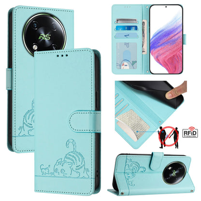 itel S666LN Cat & Rat Embossed RFID Leather Case, Lanyard, Wallet, Card Slots, Kickstand, Anti-Fall, Scratch-Resistant