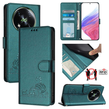 itel RS4 Cat & Rat Embossed RFID Leather Case, Lanyard, Wallet, Card Slots, Kickstand, Anti-Fall, Scratch-Resistant