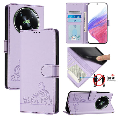 itel S666LN Cat & Rat Embossed RFID Leather Case, Lanyard, Wallet, Card Slots, Kickstand, Anti-Fall, Scratch-Resistant