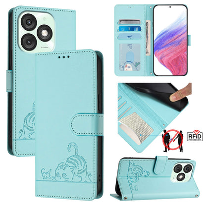itel A50 Cat & Rat Embossed RFID Leather Case, Lanyard, Wallet, Card Slots, Kickstand, Anti-Fall, Scratch-Resistant