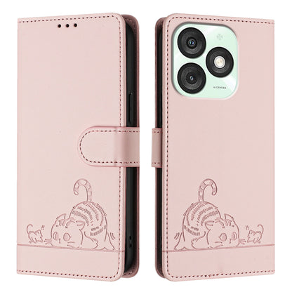 itel A50 Cat & Rat Embossed RFID Leather Case, Lanyard, Wallet, Card Slots, Kickstand, Anti-Fall, Scratch-Resistant