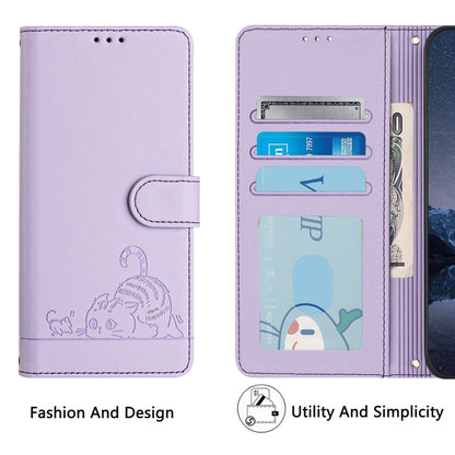 Tecno Pova 6 Neo Cat & Rat Embossed RFID Leather Case, Lanyard, Wallet, Card Slots, Kickstand, Anti-Fall, Scratch-Resistant