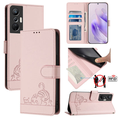 Infinix Hot 20S Cat & Rat Embossed RFID Leather Case, Lanyard, Wallet, Card Slots, Kickstand, Anti-Fall, Scratch-Resistant