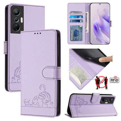 Infinix Hot 20 Pro Cat & Rat Embossed RFID Leather Case, Lanyard, Wallet, Card Slots, Kickstand, Anti-Fall, Scratch-Resistant