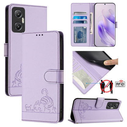 Infinix Hot 20 5G X666 X66B Cat & Rat Embossed RFID Leather Case, Lanyard, Wallet, Card Slots, Kickstand, Anti-Fall, Scratch-Resistant