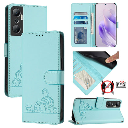 Infinix Hot 20 X6826 Cat & Rat Embossed RFID Leather Case, Lanyard, Wallet, Card Slots, Kickstand, Anti-Fall, Scratch-Resistant