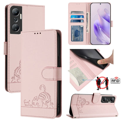 Infinix Hot 20 X6826 Cat & Rat Embossed RFID Leather Case, Lanyard, Wallet, Card Slots, Kickstand, Anti-Fall, Scratch-Resistant