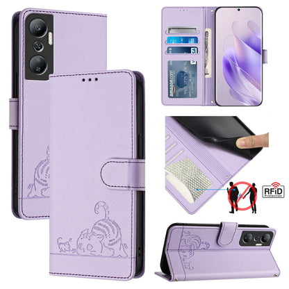 Infinix Hot 20 X6826 Cat & Rat Embossed RFID Leather Case, Lanyard, Wallet, Card Slots, Kickstand, Anti-Fall, Scratch-Resistant