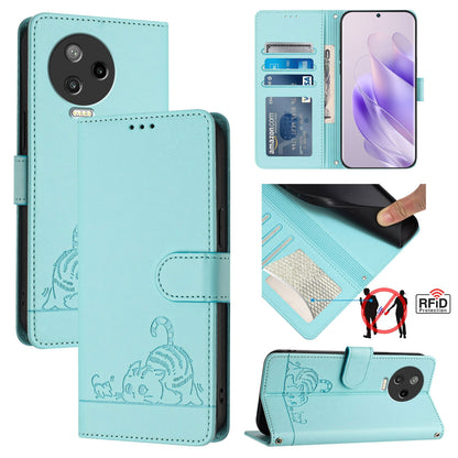 Infinix Note 12 2023 Cat & Rat Embossed RFID Leather Case, Lanyard, Wallet, Card Slots, Kickstand, Anti-Fall, Scratch-Resistant