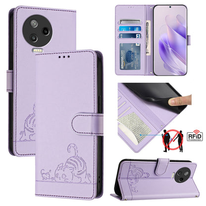 Infinix Note 12 2023 Cat & Rat Embossed RFID Leather Case, Lanyard, Wallet, Card Slots, Kickstand, Anti-Fall, Scratch-Resistant