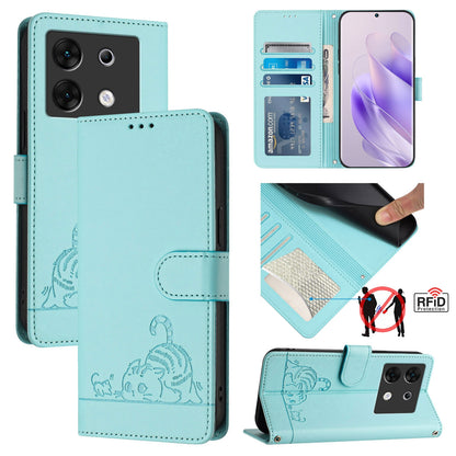 Infinix Zero 30 5G Cat & Rat Embossed RFID Leather Case, Lanyard, Wallet, Card Slots, Kickstand, Anti-Fall, Scratch-Resistant