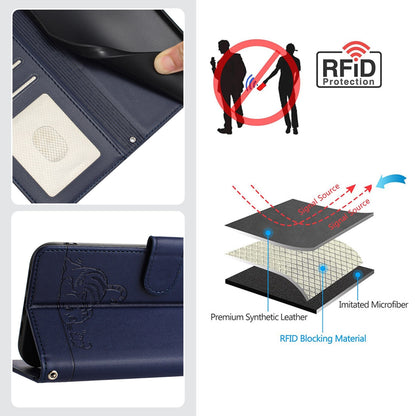 Xiaomi Redmi 9AT Cat & Rat Embossed RFID Leather Case, Lanyard, Wallet, Card Slots, Kickstand, Anti-Fall, Scratch-Resistant