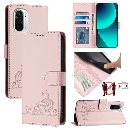 Xiaomi Mi 11X Pro Cat & Rat Embossed RFID Leather Case, Lanyard, Wallet, Card Slots, Kickstand, Anti-Fall, Scratch-Resistant