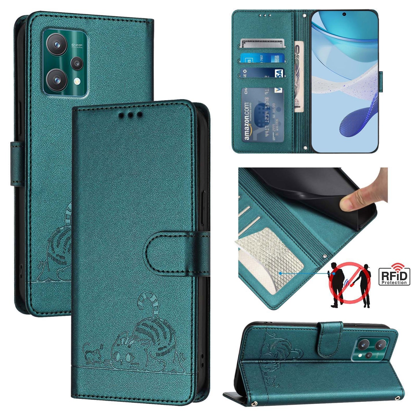 Motorola Edge+ 2023 Cat & Rat Embossed RFID Leather Case, Lanyard, Wallet, Card Slots, Kickstand, Anti-Fall, Scratch-Resistant