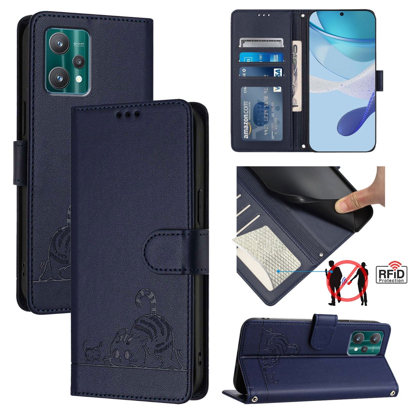 Motorola Moto X40 Cat & Rat Embossed RFID Leather Case, Lanyard, Wallet, Card Slots, Kickstand, Anti-Fall, Scratch-Resistant