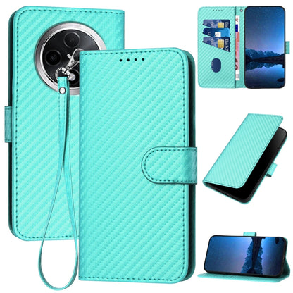 Xiaomi Redmi A3 Plus Carbon Fiber Buckle Leather Phone Case with Lanyard, PU Leather TPU Wallet Cover with Card Slot, Cash Compartment, Stand Function & Scratch Protection