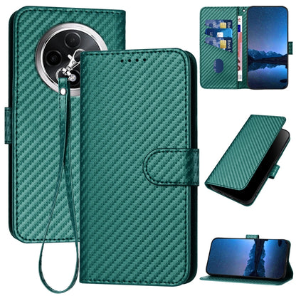 Xiaomi Redmi A3 Plus Carbon Fiber Buckle Leather Phone Case with Lanyard, PU Leather TPU Wallet Cover with Card Slot, Cash Compartment, Stand Function & Scratch Protection