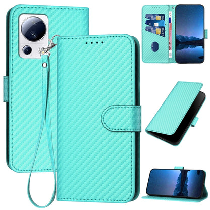 Xiaomi Civi 2 Carbon Fiber Buckle Leather Phone Case with Lanyard, PU Leather TPU Wallet Cover with Card Slot, Cash Compartment, Stand Function & Scratch Protection