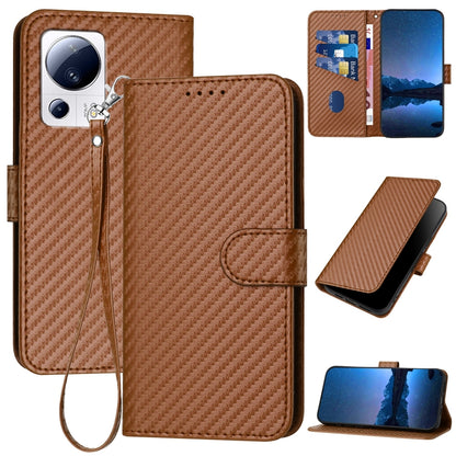 Xiaomi Civi 2 Carbon Fiber Buckle Leather Phone Case with Lanyard, PU Leather TPU Wallet Cover with Card Slot, Cash Compartment, Stand Function & Scratch Protection