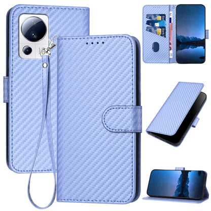 Xiaomi Civi 2 Carbon Fiber Buckle Leather Phone Case with Lanyard, PU Leather TPU Wallet Cover with Card Slot, Cash Compartment, Stand Function & Scratch Protection