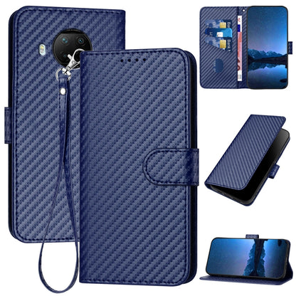 Xiaomi 10T Lite 5G Carbon Fiber Buckle Leather Phone Case with Lanyard, PU Leather TPU Wallet Cover with Card Slot, Cash Compartment, Stand Function & Scratch Protection