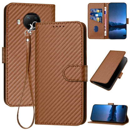 Xiaomi 10T Lite 5G Carbon Fiber Buckle Leather Phone Case with Lanyard, PU Leather TPU Wallet Cover with Card Slot, Cash Compartment, Stand Function & Scratch Protection