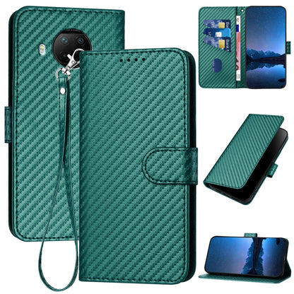 Xiaomi 10T Lite 5G Carbon Fiber Buckle Leather Phone Case with Lanyard, PU Leather TPU Wallet Cover with Card Slot, Cash Compartment, Stand Function & Scratch Protection