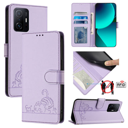 Xiaomi Mi 10T Cat & Rat Embossed RFID Leather Case, Lanyard, Wallet, Card Slots, Kickstand, Anti-Fall, Scratch-Resistant