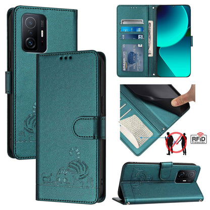 Xiaomi Redmi K30s Cat & Rat Embossed RFID Leather Case, Lanyard, Wallet, Card Slots, Kickstand, Anti-Fall, Scratch-Resistant
