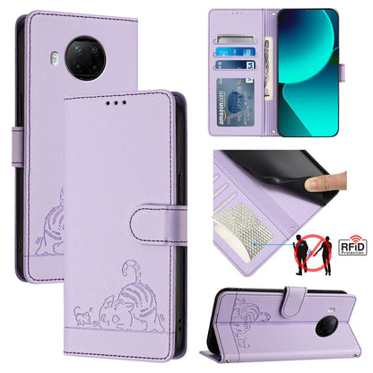 Xiaomi Mi 10T Lite 5G Cat & Rat Embossed RFID Leather Case, Lanyard, Wallet, Card Slots, Kickstand, Anti-Fall, Scratch-Resistant