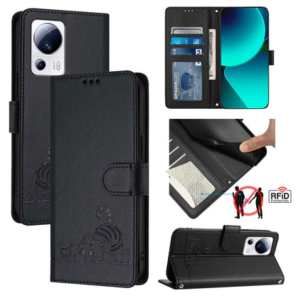 Xiaomi CIVI 2 Cat & Rat Embossed RFID Leather Case, Lanyard, Wallet, Card Slots, Kickstand, Anti-Fall, Scratch-Resistant