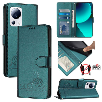 Xiaomi CIVI 2 Cat & Rat Embossed RFID Leather Case, Lanyard, Wallet, Card Slots, Kickstand, Anti-Fall, Scratch-Resistant