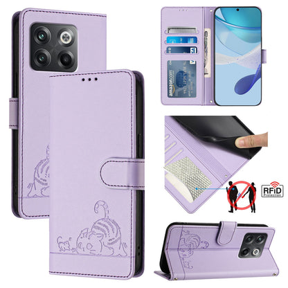 OnePlus Ace Pro 5G Cat & Rat Embossed RFID Leather Case, Lanyard, Wallet, Card Slots, Kickstand, Anti-Fall, Scratch-Resistant
