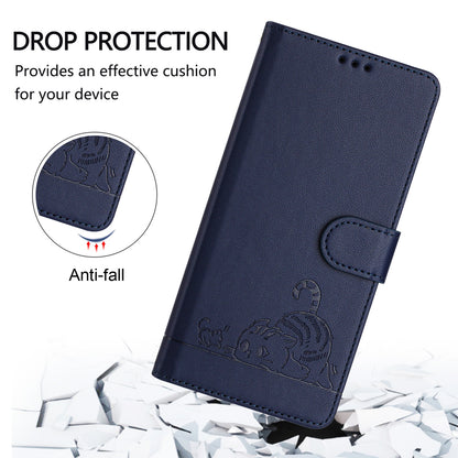 Samsung Galaxy A51 5G Cat & Rat Embossed RFID Leather Case, Lanyard, Wallet, Card Slots, Kickstand, Anti-Fall, Scratch-Resistant