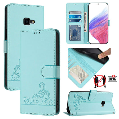 Samsung Galaxy Xcover 4 Cat & Rat Embossed RFID Leather Case, Lanyard, Wallet, Card Slots, Kickstand, Anti-Fall, Scratch-Resistant