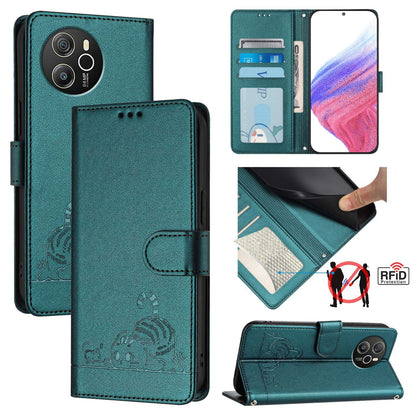 Blackview Shark 8 Cat & Rat Embossed RFID Leather Case, Lanyard, Wallet, Card Slots, Kickstand, Anti-Fall, Scratch-Resistant
