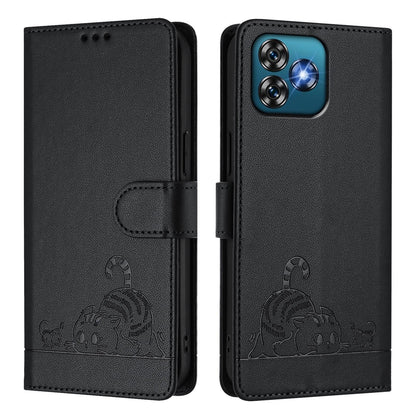 Oukitel C53 Cat & Rat Embossed RFID Leather Case, Lanyard, Wallet, Card Slots, Kickstand, Anti-Fall, Scratch-Resistant