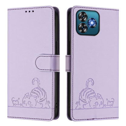 Oukitel C53 Cat & Rat Embossed RFID Leather Case, Lanyard, Wallet, Card Slots, Kickstand, Anti-Fall, Scratch-Resistant