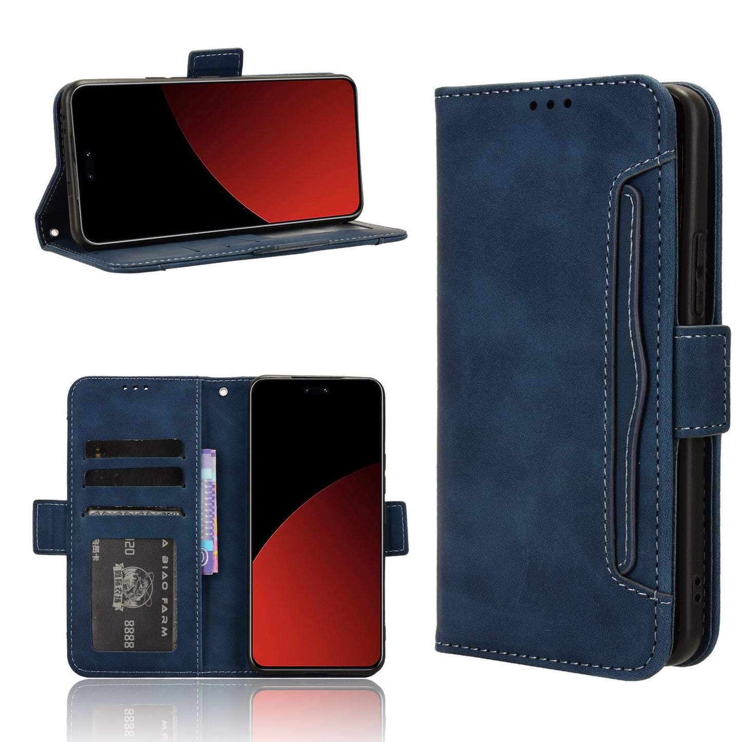 Xiaomi Civi 4 Pro 5G Skin Feel PU Leather Wallet Phone Case with Card Slots, Cash Pocket, Magnetic Closure, Built-In Stand, Full Protection TPU Cover