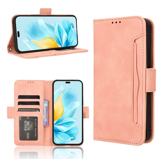 Honor 200 Lite Skin Feel PU Leather Wallet Phone Case with Card Slots, Cash Pocket, Magnetic Closure, Built-In Stand, Full Protection TPU Cover