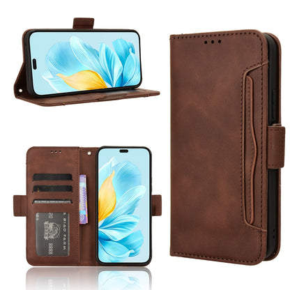 Honor 200 Lite Skin Feel PU Leather Wallet Phone Case with Card Slots, Cash Pocket, Magnetic Closure, Built-In Stand, Full Protection TPU Cover